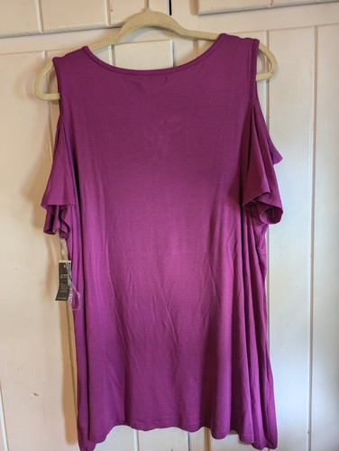 NEW Lane Bryant Purple Cold Shoulder Swing Co. Women’s Top Sz 22/24 NWT - Picture 11 of 18