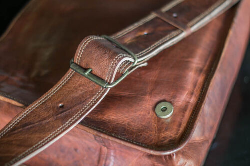 Borsa a tracolla vintage per laptop messenger fatta a mano in vera pelle da uomo - Foto 5 di 7