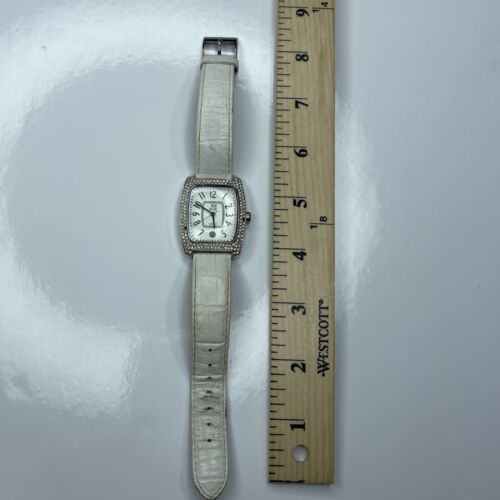 E Nolan Miller Silver Crystals White Croc Leather Japan Retro Stainless Untested - Picture 2 of 7
