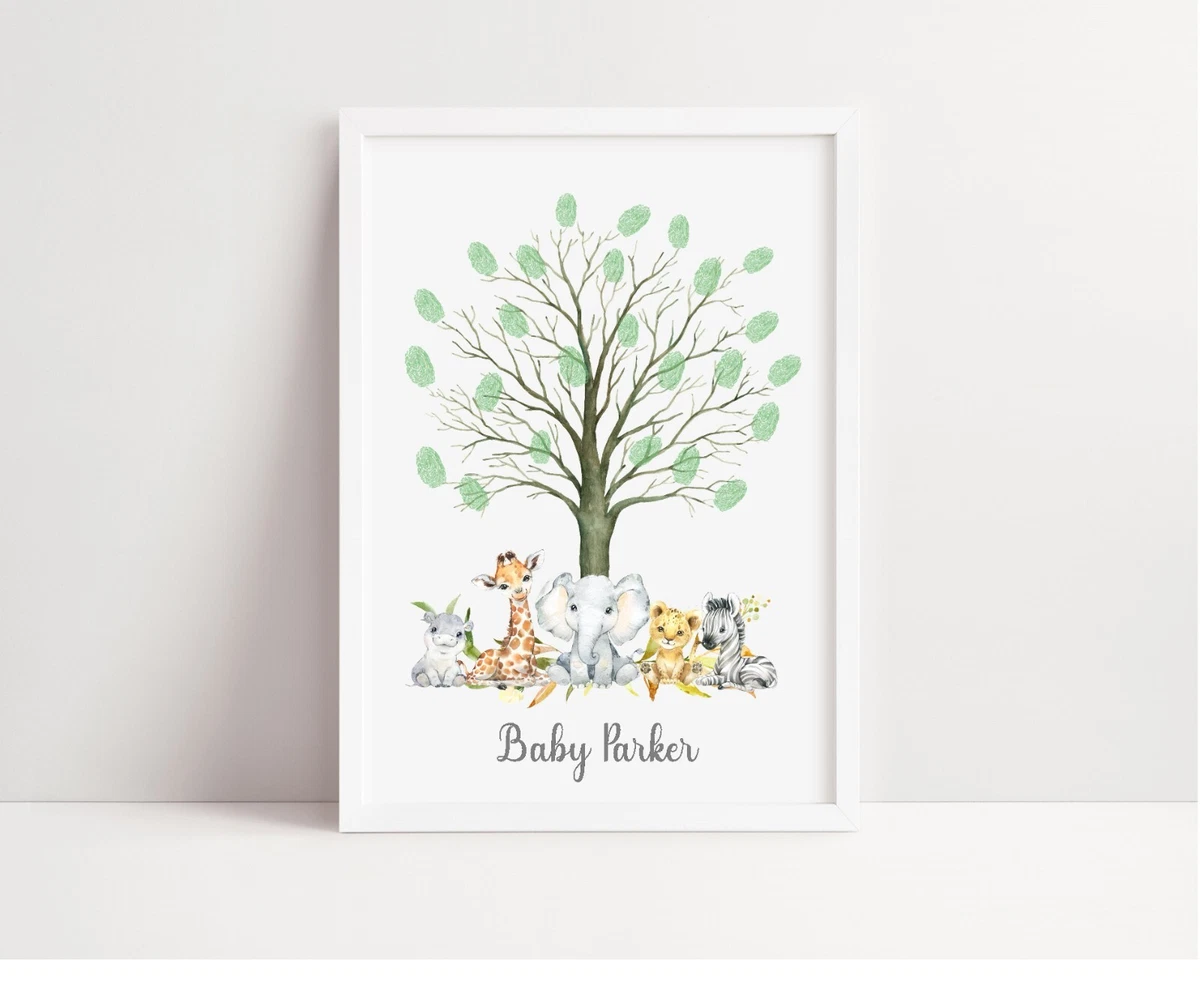 Baby shower fingerprint guest book sales