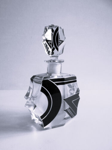 BOTELLA DE PERFUME DE CRISTAL KARL PALDA CORTE CHECO/BOHEMIO con tapón ART-DECO - Imagen 2 de 13