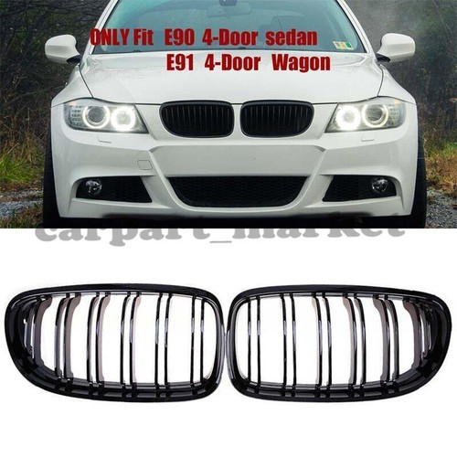 Kidney Grill Matte Black Dual Slat Grille For BMW E90 E91 09-11 325i 328i 335i ` - Picture 2 of 8