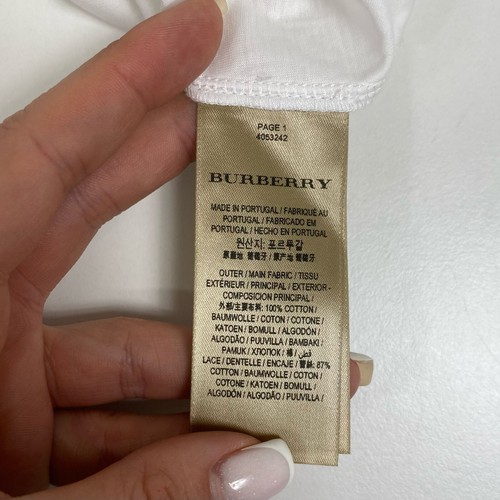 Women Burberry T-shirt Shirt Pullover Crew Neck White Cotton Size L - Picture 6 of 9