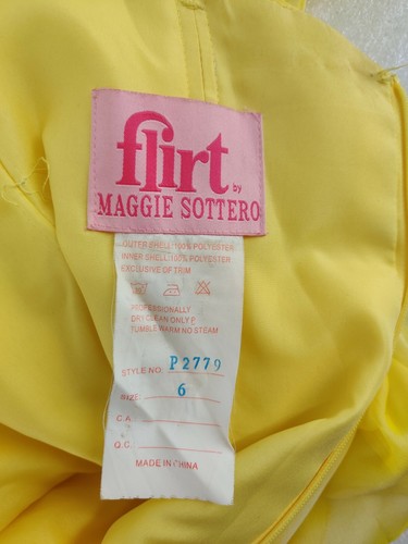 Flirt Maggie Sottero Yellow Rhinestone Strapless Prom Gown Size 6 - Picture 9 of 9