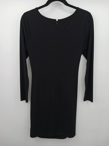 Michael Kors Womens Dress Small Black Midi Long Sleeve Rouching Round Neck - Picture 2 of 5