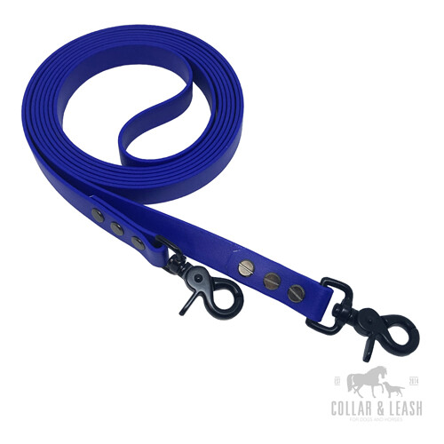 Biothane Rêne Tête de Cheval Fermé Anglais - 19 MM - Bleu - Black Edition - Afbeelding 1 van 1