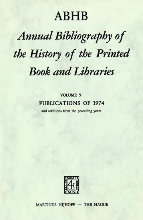 H. Vervliet | Abhb Annual Bibliography Of The History Of The Printed