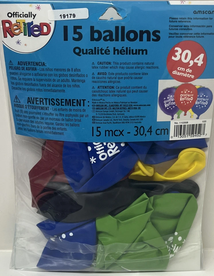 Globos de celebración de feliz jubilación ~ Globo de látex impreso oficialmente retirado Foto 2 de 2