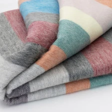 SOFT & WARM STRIPED ALPACA WOOL BLANKET QUEEN BED SOFA THROW SPRING MEADOW