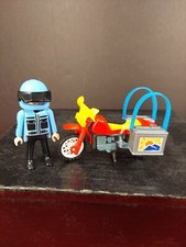 Playmobil 3222 All Terrain Motor Cycle  Rider MISSING PARTS Red  Yellow