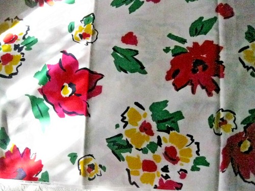 Vtg 80's Bold Watercolor Floral Fabric Cranston Schwartz Liebman Cotton USA 2yd+ - Picture 4 of 4