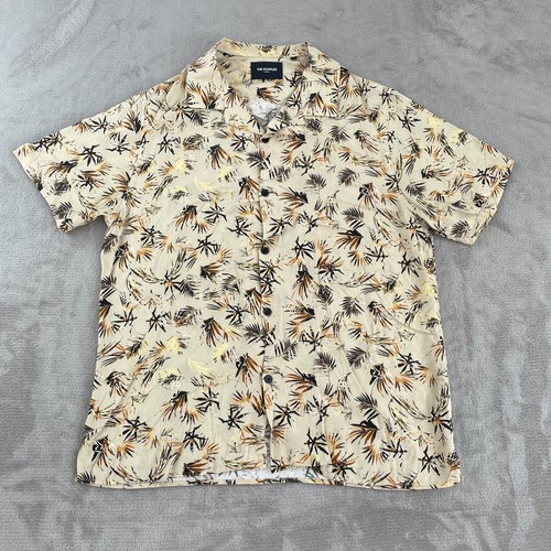 The Kooples Paris Camp Shirt Men Small Beige Palm Frond AOP Short Sleeve $235 - Picture 3 of 7