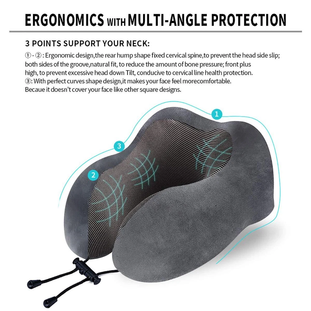 Travel Pillow, Best Memory Foam Neck Pillow Head Support Soft Pillow for Slee...