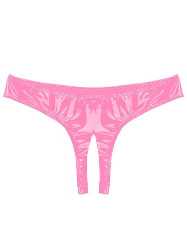 Women Patent Leather Briefs Low Waist Open Crotch Panties Lingerie Underwear - Picture 31 of 33