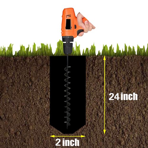 2" x24" Garden Plant Flower Bulb Auger Rapid Planter For 3/8in Hex Drive Drill - Picture 10 of 10