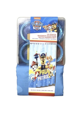Paw Patrol Shower Curtain + Hooks Set 72 x 72 Fabric Kids Dogs Puppies Bath Skye