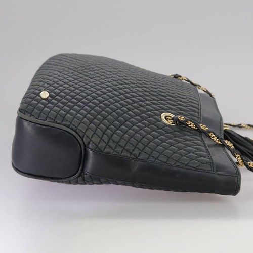 BALLY Chain Tote Bag Leather Black Gold Auth mr918 - Picture 4 of 24