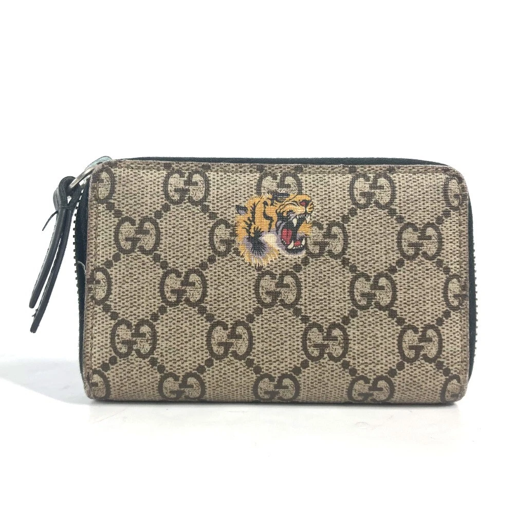 GUCCI 451276 GG Supreme Tiger Tiger Portefeuille Compartiment à Monnaie Fermeture Éclair autour de la Pièce...