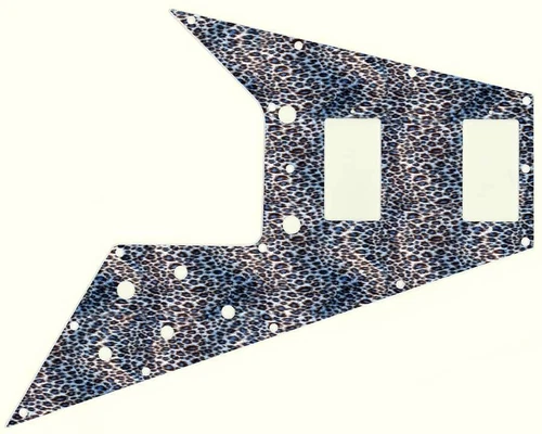 Gibson Flying V Pickguard '67 Re-Issue Guitar Graphical Leopard Print Blue White