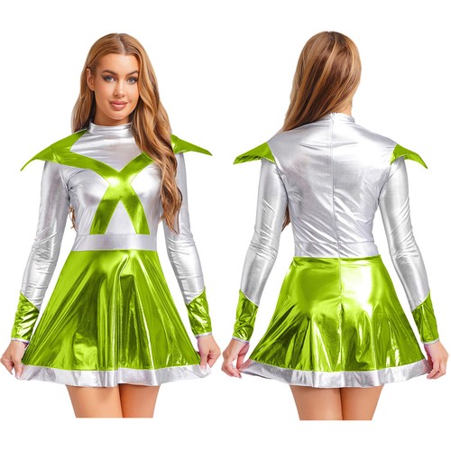 Women Dress Festival Uniform Cosplay Catsuit Long Sleeve Activewear Rave Outfit - Picture 28 of 50