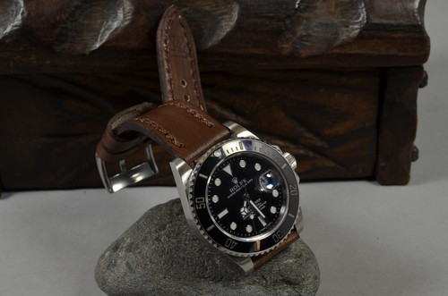 UHRENARMBAND 22 20 18 MM OIL BROWN IV ECHT LEDER BRAUN FÜR ROLEX ETC MA STRAP - Bild 10 von 12