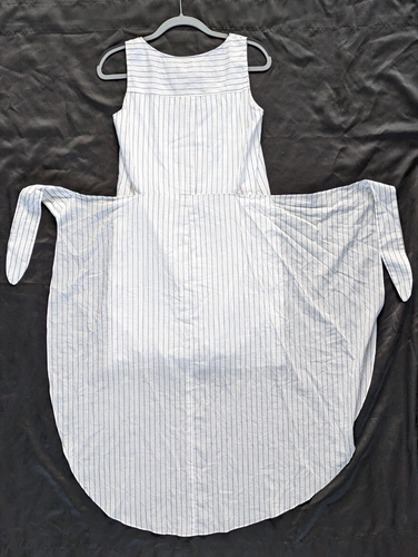 NWT Drew Oakley Dress White Cotton Tencel Womens Small Midi Wrap Striped Summer - Picture 6 of 11