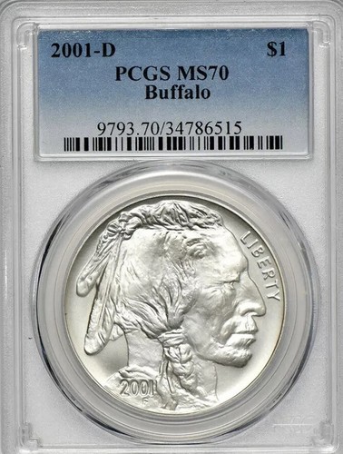 2001 BUFFALO Silver Dollar $1 PCGS MS70💥FLAWLESS QUALITY!💥 - Picture 1 of 5