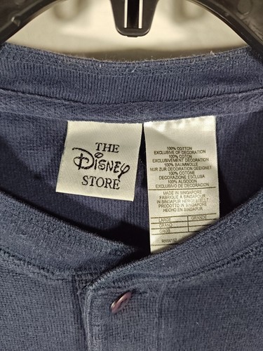 Disney Store Henley Shirt Mens Large Navy Blue Winnie The Pooh Thermal Vintage - Picture 4 of 6