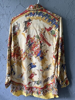 Rare Scarf Print HERMES Silk Shirt - Cirque Molier - Size 38