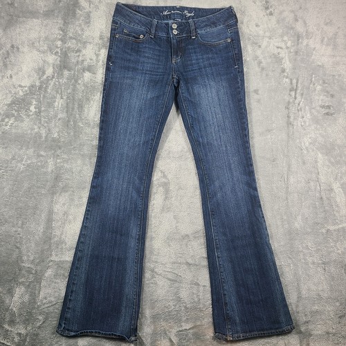 American Eagle Jeans Damen 4 Reg Artist Flare Leg Low Rise Stretch Dark Wash