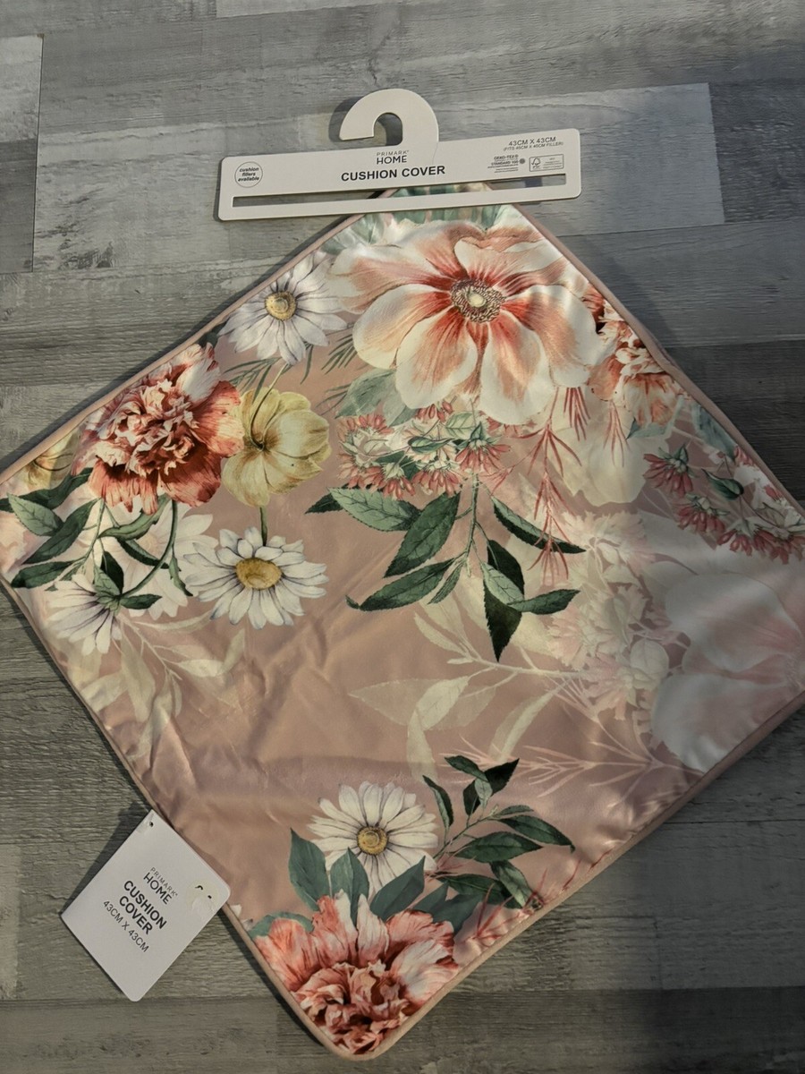 Bnwt Primark Pink Floral Velour Cushion Cover 43cm By 43cm  display picture 1