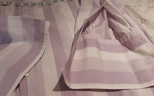 Mens Turnbull & Asser Shirt Exclusive Purple Striped Double cuffs Cotton size 18 - Picture 18 of 24