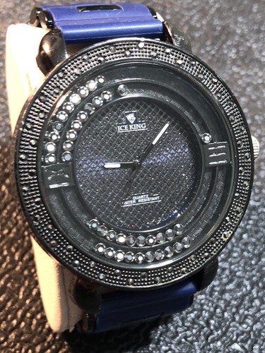 Ice King 55mm Large Bling Men’s Watch Floating Gemmed Wristwatch New Battery - Picture 17 of 21