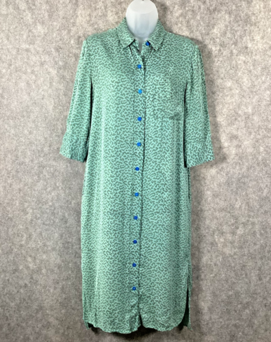 Nordstrom Signature Silk Dress Green Cheetah Print Summer Lightweight Midi Sz 6 - Picture 4 of 17