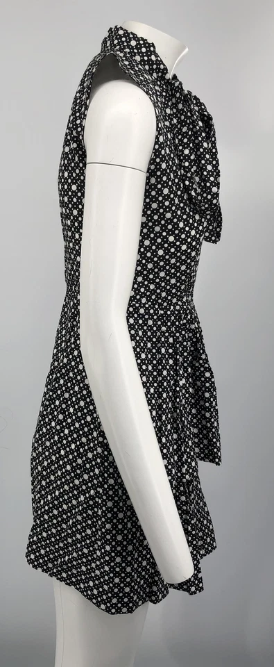 Marni Black/White Polka Dot Cotton Pleated Tiered Dress w/ Tie Neck sz 40 - Image 2 of 4