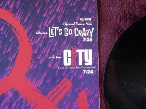 PRINCE PROMO 12'' SINGLE LET'S GO CRAZY DANCE MIX EROTIC CITY 1984 WARNER BROS - Picture 4 of 9