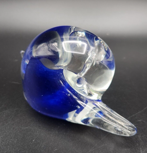 Hut Princ Czech Art Glass Blue & Transparent Snail Paperweight Rare ~11oz - Picture 3 of 8