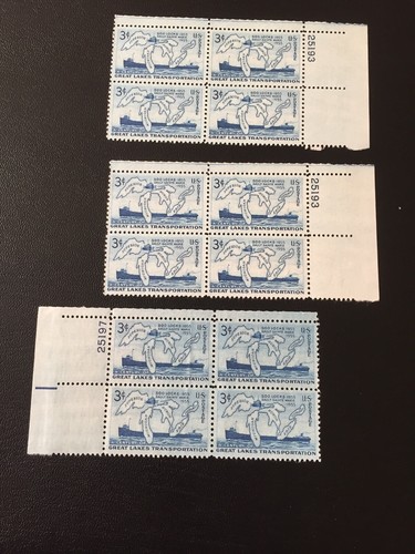 block of 4 GREAT LAKES TRANSPORTATION stamps - Scott #1069 MNH US USA OG 1955  - Picture 1 of 2
