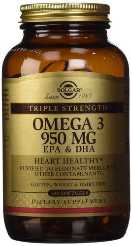 Solgar Omega-3 Triple Strength 950mg | 100 Weichkapseln für Herz, Gehirn & Sehvermögen He - Bild 1 von 5