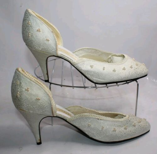 Scarpe decolte formali da sposa Frederico Leone donna taglia 10 bianche con perline - Foto 2 di 14