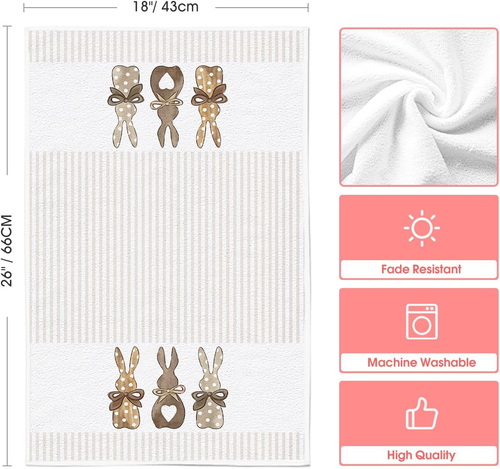 Stripe Rabbit Bunny Eggs Easter Kitchen Towels Dish Towels, 18X26 Inch Spring De - Picture 6 of 12