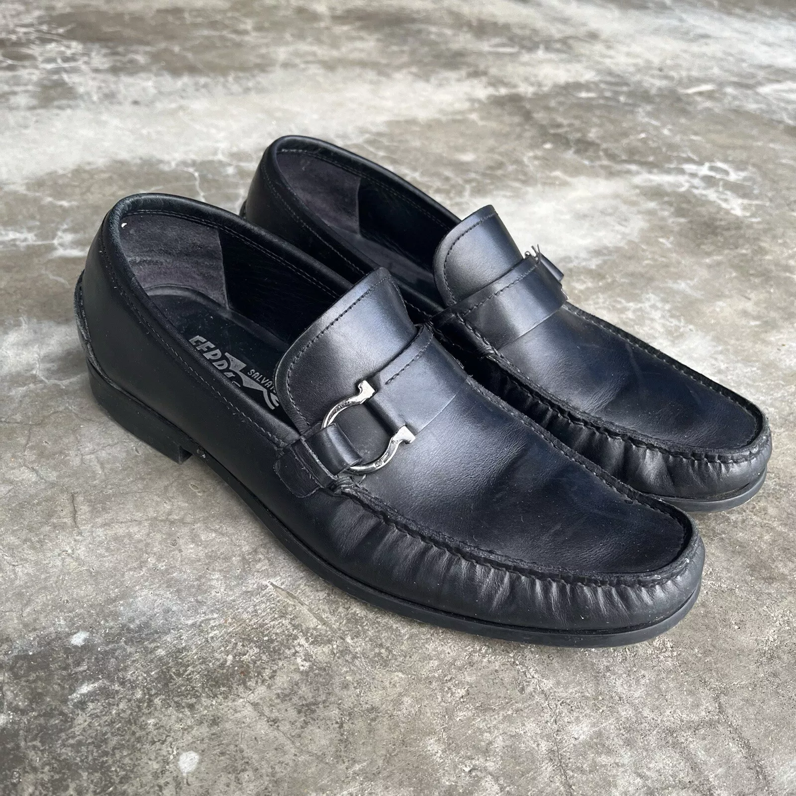Mocassins Salvatore Ferragamo Italie vintage Gancini Bit noir vintage homme 7
