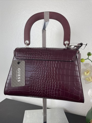 Guess Handbag Purse Crossbody Tote Shoulder Hand Bag NWT Olivia Rose Bordeaux - Picture 2 of 7