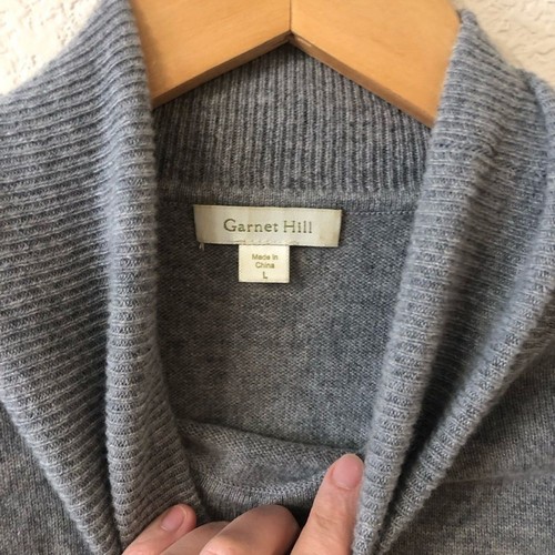 Garnet Hill Essential Cashmere Turtleneck Sweater in Gray - Size Large - Picture 2 of 5