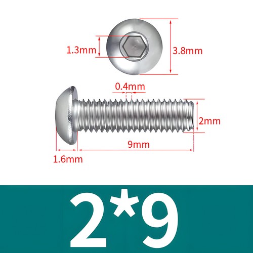 M2 / 2mm BUTTON HEAD SCREWS ALLEN KEY SOCKET DOMED BOLTS A2 STAINLESS STEEL - Picture 10 of 27