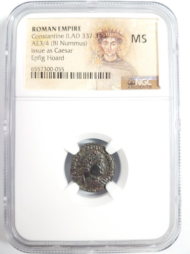 Constantine II Roman Empire BI Nummus AE3/4 NGC MS Ancient Epfig Hoard Pedigree - Picture 20 of 24