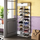 8/9 Tiers White Wooden Hallway Shoe Rack Open Shelves Shoe Cabinet Storage Units