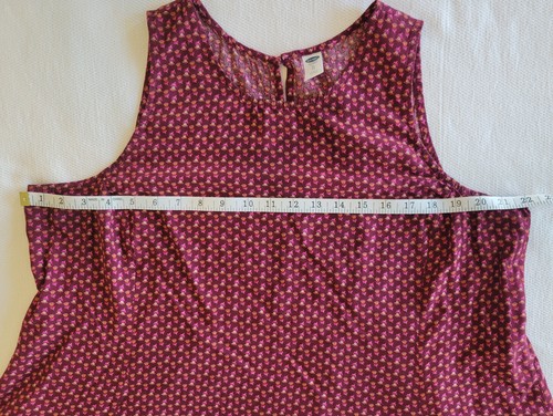 Old Navy Swing Dress Womens Sz XL Sleeveless Dark Red Tiny Flowers Keyhole Back - Picture 8 of 16