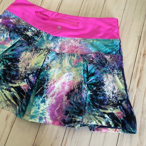 Lululemon Ivivva Colorful Lined Pleated Mini Skort Pink Athleisure Girls Size 12 - Picture 3 of 10