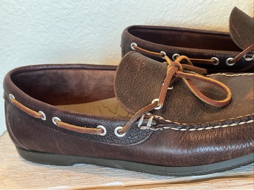 LL Bean Shoes Mens Size 12 D Brown Leather Camp Moc Boat Moccasin Loafers - Picture 9 of 10